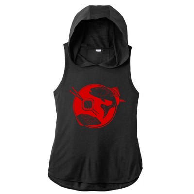 Anime Sushi Logo Salmon Sashimi Sushi Ladies PosiCharge Tri-Blend Wicking Draft Hoodie Tank