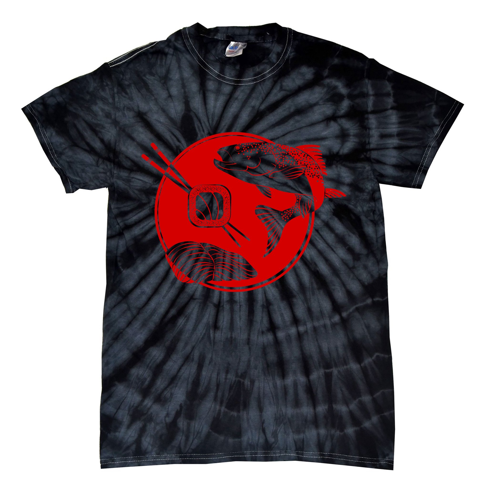 Anime Sushi Logo Salmon Sashimi Sushi Tie-Dye T-Shirt