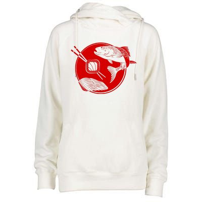 Anime Sushi Logo Salmon Sashimi Sushi Womens Funnel Neck Pullover Hood