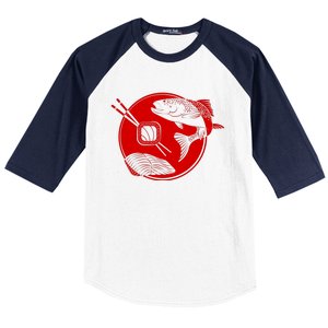 Anime Sushi Logo Salmon Sashimi Sushi Baseball Sleeve Shirt