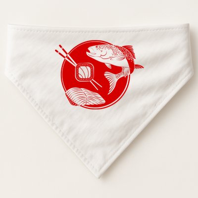 Anime Sushi Logo Salmon Sashimi Sushi USA-Made Doggie Bandana