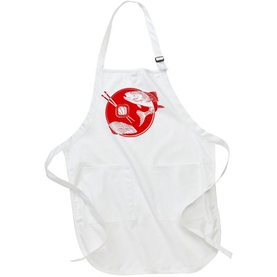 Anime Sushi Logo Salmon Sashimi Sushi Full-Length Apron With Pockets