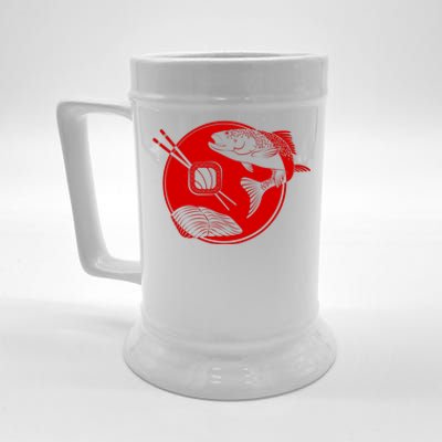 Anime Sushi Logo Salmon Sashimi Sushi Beer Stein