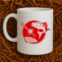 Anime Sushi Logo Salmon Sashimi Sushi Mug