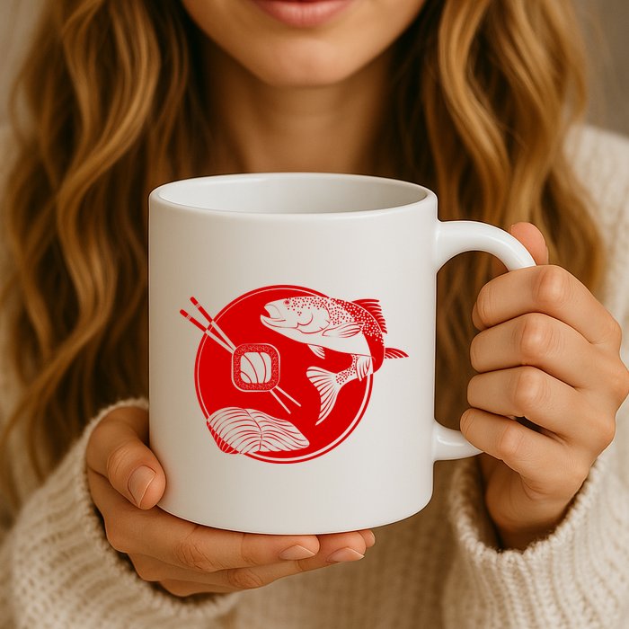 Anime Sushi Logo Salmon Sashimi Sushi Mug