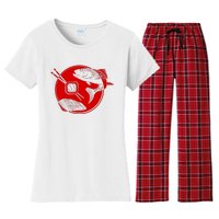 Anime Sushi Logo Salmon Sashimi Sushi Women's Flannel Pajama Set