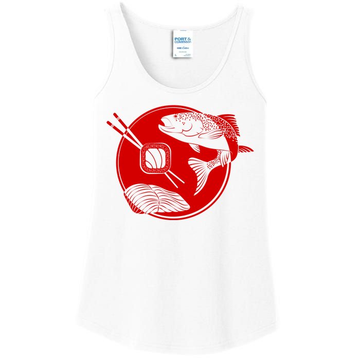 Anime Sushi Logo Salmon Sashimi Sushi Ladies Essential Tank