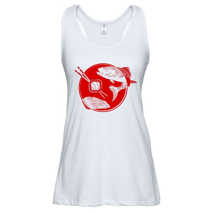 Anime Sushi Logo Salmon Sashimi Sushi Ladies Essential Flowy Tank