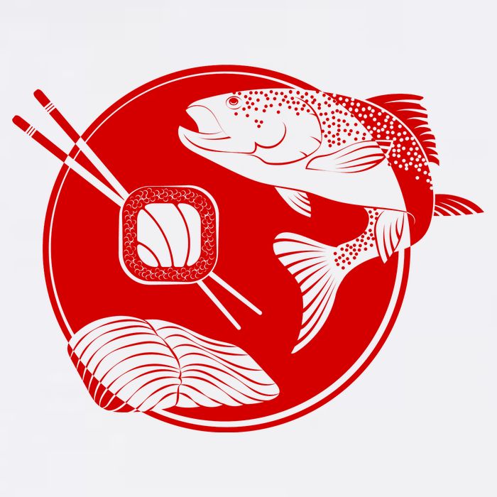 Anime Sushi Logo Salmon Sashimi Sushi Flatbill Hat