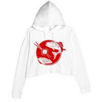 Anime Sushi Logo Salmon Sashimi Sushi Crop Fleece Hoodie