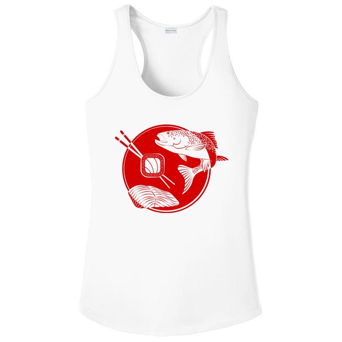 Anime Sushi Logo Salmon Sashimi Sushi Ladies PosiCharge Competitor Racerback Tank