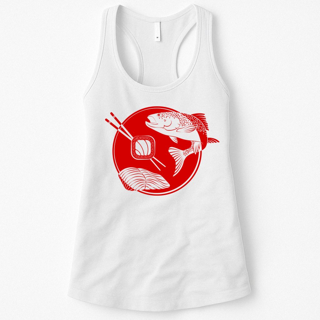 Anime Sushi Logo Salmon Sashimi Sushi Womens Tank Top