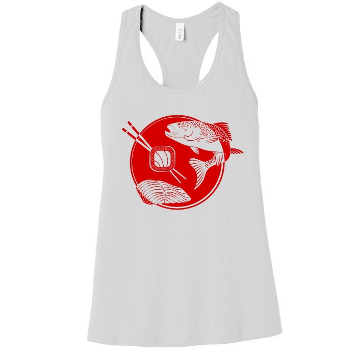 Anime Sushi Logo Salmon Sashimi Sushi Women's Racerback Tank