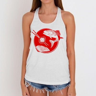 Anime Sushi Logo Salmon Sashimi Sushi Women's Knotted Racerback Tank