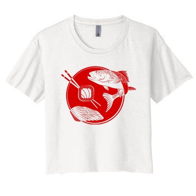 Anime Sushi Logo Salmon Sashimi Sushi Women's Crop Top Tee