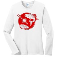 Anime Sushi Logo Salmon Sashimi Sushi Ladies Long Sleeve Shirt