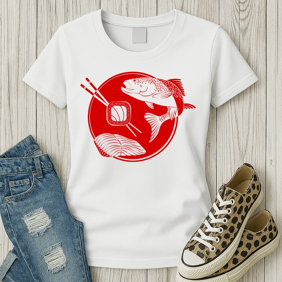 Anime Sushi Logo Salmon Sashimi Sushi Womens T-Shirt