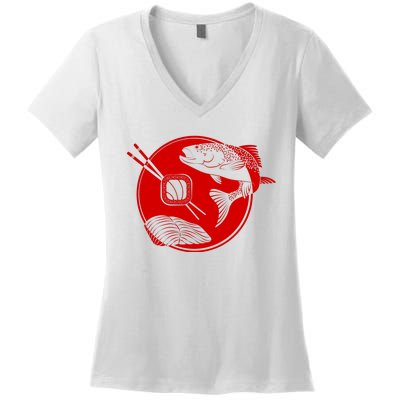 Anime Sushi Logo Salmon Sashimi Sushi Women's V-Neck T-Shirt