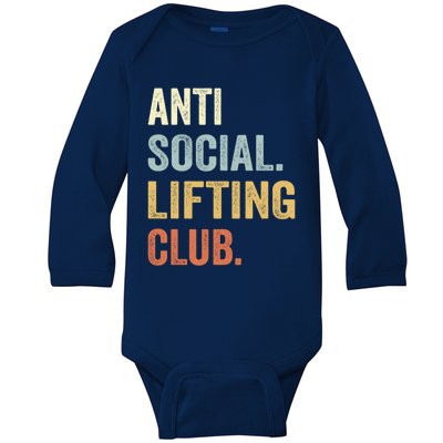 Anti Social Lifting Club Funny Deadlifter Deadlifting Meaningful Gift Baby Long Sleeve Bodysuit