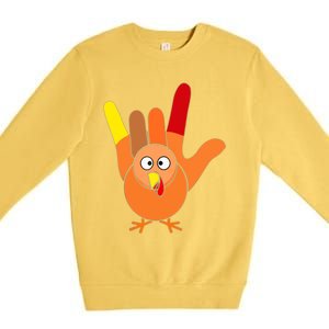 American Sign Language I Love You Thanksgiving Turkey Premium Crewneck Sweatshirt