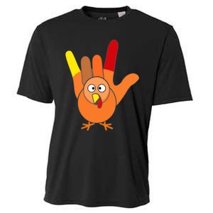 American Sign Language I Love You Thanksgiving Turkey Cooling Performance Crew T-Shirt