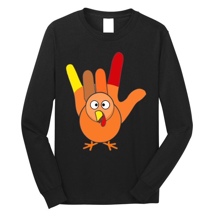 American Sign Language I Love You Thanksgiving Turkey Long Sleeve Shirt