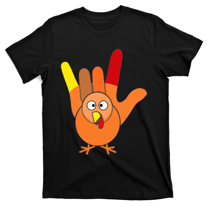 American Sign Language I Love You Thanksgiving Turkey T-Shirt