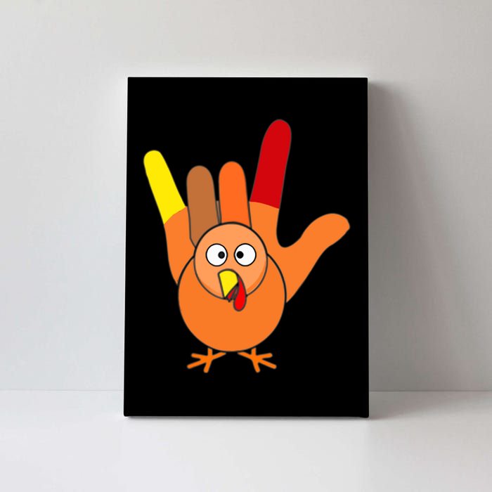 American Sign Language I Love You Thanksgiving Turkey Canvas