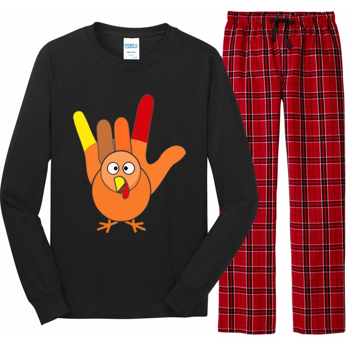 American Sign Language I Love You Thanksgiving Turkey Long Sleeve Pajama Set