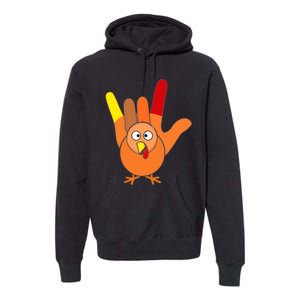 American Sign Language I Love You Thanksgiving Turkey Premium Hoodie