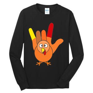 American Sign Language I Love You Thanksgiving Turkey Tall Long Sleeve T-Shirt