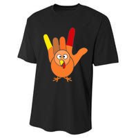 American Sign Language I Love You Thanksgiving Turkey Performance Sprint T-Shirt