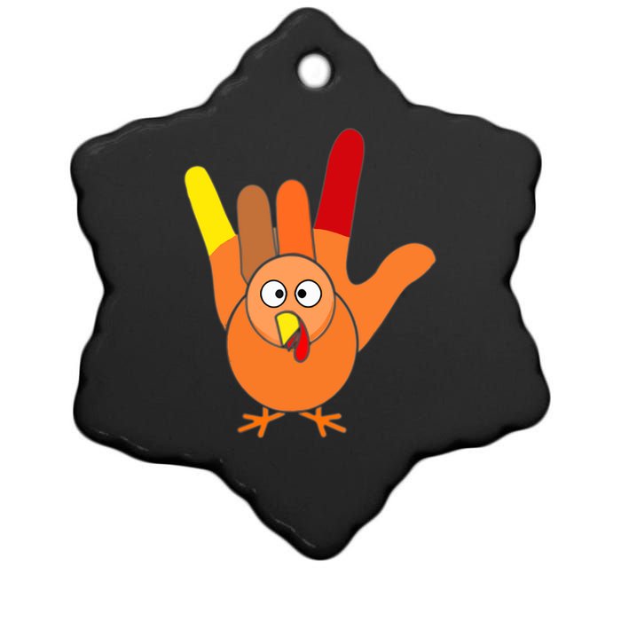 American Sign Language I Love You Thanksgiving Turkey Ceramic Star Ornament