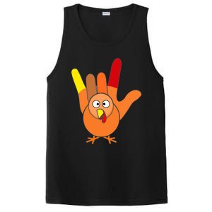 American Sign Language I Love You Thanksgiving Turkey PosiCharge Competitor Tank