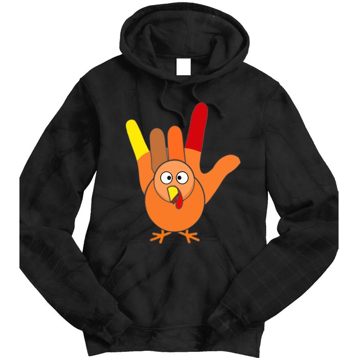 American Sign Language I Love You Thanksgiving Turkey Tie Dye Hoodie