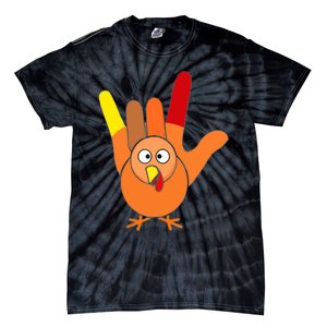 American Sign Language I Love You Thanksgiving Turkey Tie-Dye T-Shirt