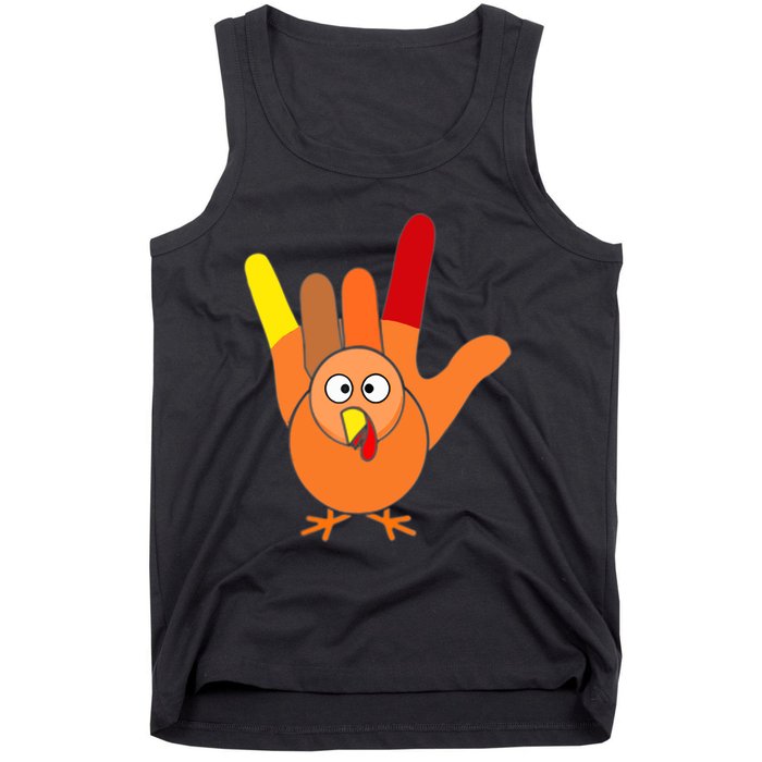 American Sign Language I Love You Thanksgiving Turkey Tank Top