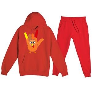 American Sign Language I Love You Thanksgiving Turkey Premium Hooded Sweatsuit Set