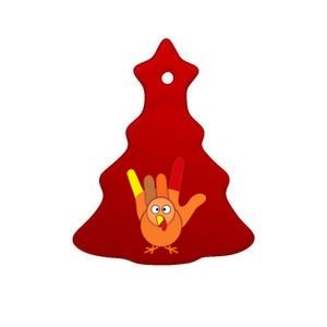 American Sign Language I Love You Thanksgiving Turkey Ceramic Tree Ornament