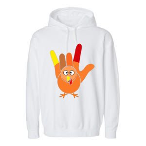 American Sign Language I Love You Thanksgiving Turkey Garment-Dyed Fleece Hoodie