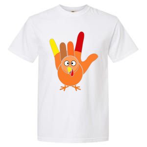 American Sign Language I Love You Thanksgiving Turkey Garment-Dyed Heavyweight T-Shirt