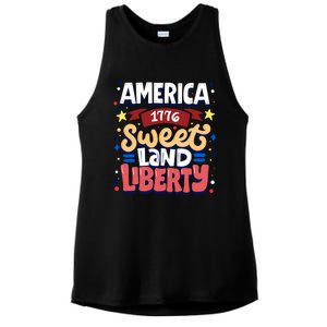 America Sweet Land Liberty Freedom Loyalty 4th Of July Great Gift Ladies PosiCharge Tri-Blend Wicking Tank