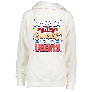 America Sweet Land Liberty Freedom Loyalty 4th Of July Great Gift Womens Funnel Neck Pullover Hood