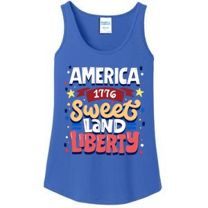 America Sweet Land Liberty Freedom Loyalty 4th Of July Great Gift Ladies Essential Tank