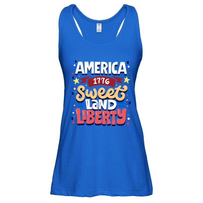 America Sweet Land Liberty Freedom Loyalty 4th Of July Great Gift Ladies Essential Flowy Tank