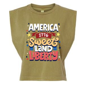 America Sweet Land Liberty Freedom Loyalty 4th Of July Great Gift Garment-Dyed Women's Muscle Tee