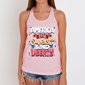 America Sweet Land Liberty Freedom Loyalty 4th Of July Great Gift Women's Knotted Racerback Tank