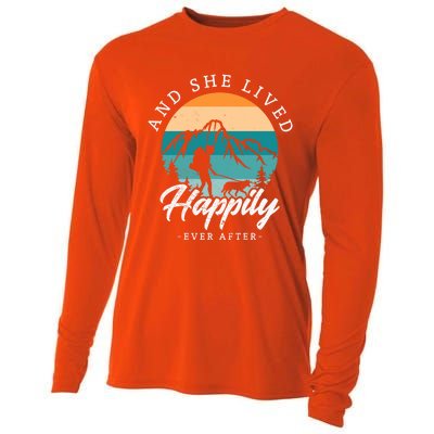 And She Lived Happily Ever After Hiking With Dog Hiking Girl Gift Cooling Performance Long Sleeve Crew