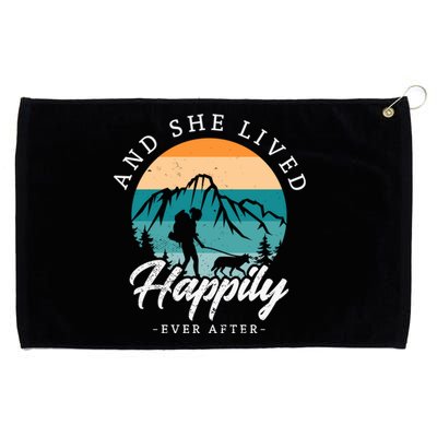 And She Lived Happily Ever After Hiking With Dog Hiking Girl Gift Grommeted Golf Towel