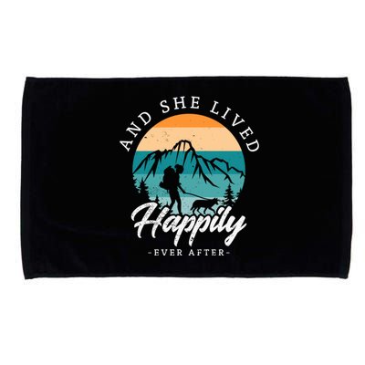 And She Lived Happily Ever After Hiking With Dog Hiking Girl Gift Microfiber Hand Towel